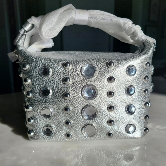 Rebecca Minkoff Stone Studded Shoulder Bag, Silver, NWT - Picture 14 of 16